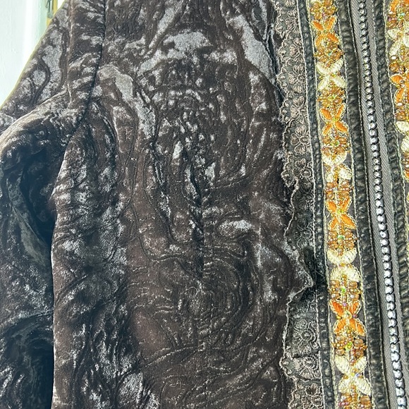 JoiMo velvet fur beaded embroidered vintage boho euro jacket - Picture 7 of 10